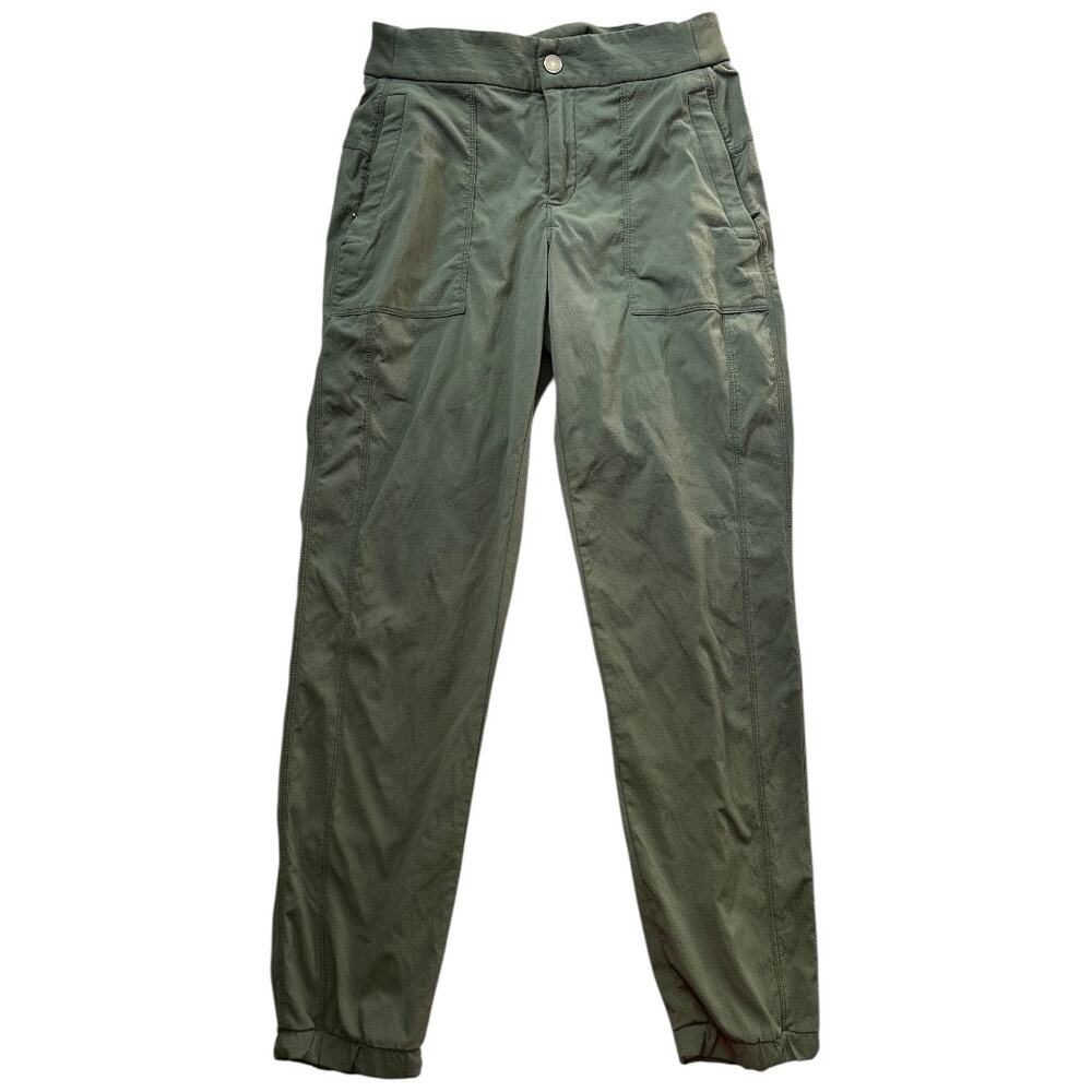 EUC Athleta Trekkie 2.0 Joggers Army Green Stretch Fabric Slim Leg Size 8